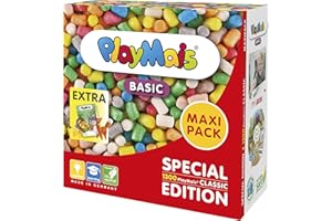 PlayMais Maxi Pack Basic, per bambini a partire dai 3 anni, giocattolo con 1.300 PlayMais e libro del bricolage, stimola la creatività e le abilità motorie fini (versione in lingua tedesca)