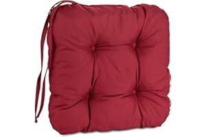 ‎PILLOWS24 Pillows24 Stuhlkissen 4er Set, Sitzkissen mit Steppung 40x40 cm, Sitzpolster für Outdoor geeignet, Bequemes Sitzpolster mit befestigungs Bändern für Gartenmöbel oder Stuhl (rot)