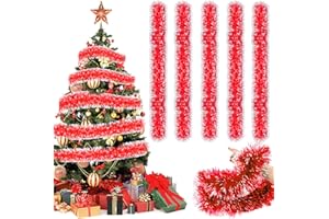 ZZRSYJ 10M Weihnachten Lametta Girlande, Weihnachtsbaum Lametta Girlande Weihnachten, Weihnachtsgirlanden Glänzend Weihnachtsbaum Girlande, Für Weihnachten Hochzeiten Urlaubsfeiern(Rot)