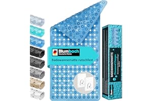 ‎BLUMBACH Blumbach® Badewannenmatte rutschfest 88x40cm – inkl. 2 Haken zum Trocknen | 100% BPA-frei, Sicher für Kinder & Senioren | Badematte rutschfest 200+ Saugnäpfe | Schimmelresistent, Maschinenwaschbar