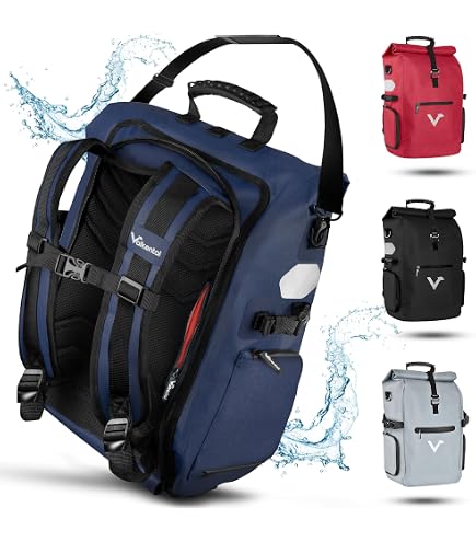 Sacoche Vélo Valkental 23-28L - 100% Étanche TPU Avec Compartiment PC Pour Porte-Bagages