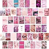 BeYumi 50 Stück Ästhetisches Bild für Wandcollage, 4"x 6" Rosy Collage Druck Set Warme Farbe Raumdekoration für Mädchen, Wand