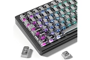 dagaladoo Graue klare Tastenkappen, transparente Tastenkappen, 60, 75, 100%, Keramik-Gelee-Tastenkappen-Set, glänzende Tastenkappen, MDA-Profil-Tastenkappe für MX-Schalter, mechanische Tastatur (115
