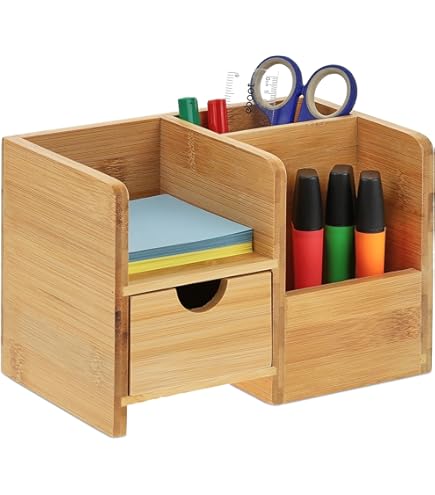 Relaxdays Bamboo Desk Organiser Size