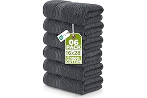 Utopia Towels - Lot de 6 Serviettes de Toilette de Luxe, (41 x 71 CM) 100% Coton filé, légères et très absorbantes pour la Salle de Bain, Le Voyage, Le Camping, l'hôtel et Le Spa (Gris)