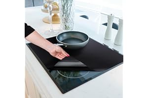 HomeMakers Induction Hob Protector Mat with Cooking Function | Large 61x53cm | Scratch and Spill Heat-Resistant Silicone Cooktop Cover | Non-Slip Surface | Easy-to-Clean Kitchen Mat (Black)