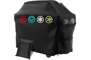 NIFOGO Grillabdeckung Schutzhülle, Grill-Abdeckhaube, Gasgrill Barbecue Abdeckung mit Kordelzug und Tasche, 145 * 61 * 117cm, Wasserdicht, Abwaschbar, Robust&Schwer
