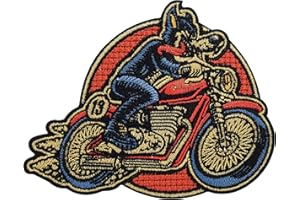 Finally Home Lone Wolf on Tour Biker Rétro Patch thermocollant pour gilets en cuir | Patchs de moto à coudre sur le dos, veste de moto, rouge/noir