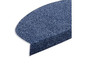 casa pura Textile Stair Mats for Attractive and Safe Stairs, Set of 15 Stair Treads Staircase Mats Robust All-Purpose (Blue)