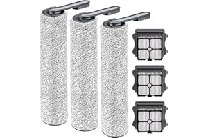 MIBUMIKI (6 pièces) Rouleaux de Brosse et Filtres HEPA de Rechange Compatibles Avec L'aspirateur sec et Humide Sans Fil Tineco Floor ONE S5/ Floor One S5 Pro 2 Smart, 3 Rouleaux de Brosse, 3 Filtres HEPA