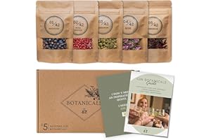 GIN 42 BOTANICALS Gin Tonic épices kit | 5 botanicals naturelles pour Cocktails | Arôme pack, grande variété pour Gin Tonic | jnpr