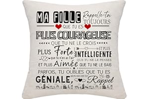BOMMEX Cadeau d'inspiration pour la Fille Rappelle-toi Toujours Que Tu Es Plus Courageuse Que Tu Ne Le Crois Que Tu Es Géniale Housses de coussin pour fille anniversaire graduation cadeau de Noël(ma fille)