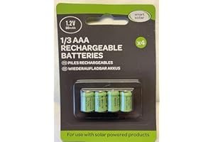 SMART SOLAR Lot de 4 Piles Rechargeables Ni-MH 1/3 AAA 80 mAh 1,2 V pour Produits solaires