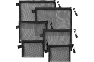 LXUEJIE Set med 6 nätväskor med dragspänne - 3 storlekar - Liten förvaringsväska - Mini makeup-organiserare - Bärbar - Resväs