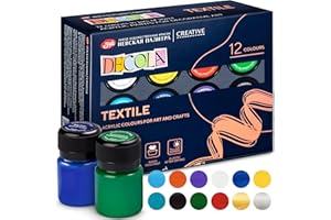 Decola Textilfarbe Waschmaschinenfest Set 12 x 20 ml | Stoffmalfarben Waschfest hergestellt von Nevskaya Palitra
