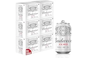 Budweiser Zero 0% Alcohol Free Lager Beer Can, 24 x 330 ml