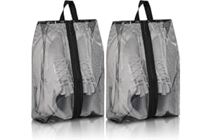 jwtyu 2 Stück Schuhbeutel Schwarze Reise Schuhtasche wasserdichte TPU Netz Schuhtasche Mit Reißverschluss Geeignet Für Reisen Oder Zur Aufbewahrung Zu Hause