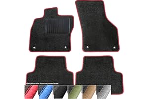 moto-MOLTICO Fußmatten Auto - Velours Autoteppiche passend für VW T-ROC Seat Ateca Skoda Karoq ab 2017-4-teiliges Set - Schwarze Automatten mit Roten Ziernähten