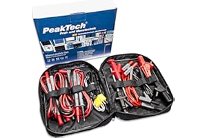 PEAKTECH Peak Tech P 8200 - Jeu d'Accessoires de Mesure pour Multimètre Numérique, Câbles de Test, Câbles de Laboratoire, Cordons de Test, Pinces Crocodile - 14 Pièces, Sachet Inclus