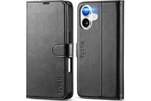 TUCCH Hülle für iPhone 17 6,3 Zoll 2025 | Magnetische Klapphülle, RFID-Blocker Handyhülle 4 Kartenfächer, Ständer, Stoßfeste TPU-Innenhülle, PU-Leder, Schwarz