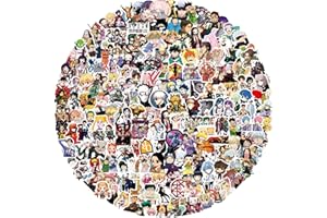 KEULABLEN Cool Stickers 200pcs, Mixed Anime Stickers, Popular Classic Japanese Style Cartoon Waterproof Vinyl Stickers for Laptop, Luggage, Skateboard, Teens
