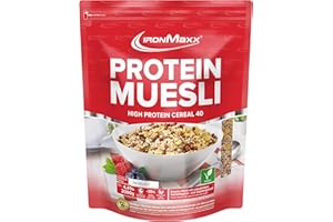 IronMaxx Proteine Muesli Goût Noisette 2000g | Muesli Vegan aux protéines de soja | Céréales protéinées -30% sucres | Riche en Fibres & Protéines Végétales | Idéal pour un petit-déjeuner Sain