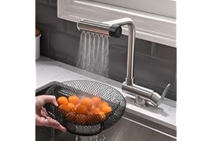 SJQKA Mitigeur Cuisine Rabattable, Robinet Cuisine Rabattable Avec 4 Jets Modes,robinet Cuisine Pliable Pour Fenêtre,Mitigeur Evier Cuisine En Acier Inoxydable 304 Brossé