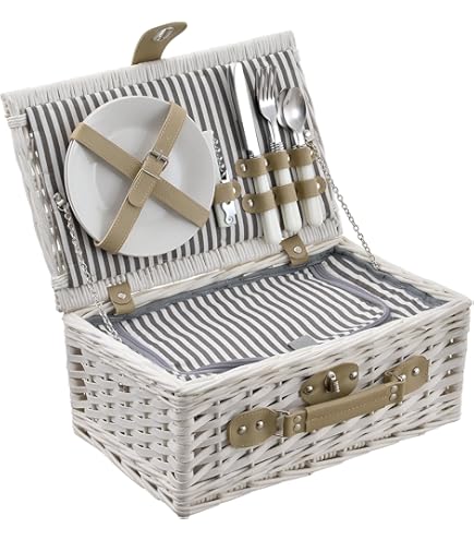 Cestino Picnic United Colors Of Benetton Per 4 Persone - Set Con Piatti, Posate E Bicchieri - Foto 10