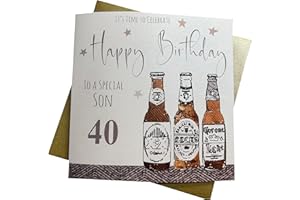 WHITE COTTON CARDS Code nbs40 Bières Special Son 40 It's Time to Celebrate Happy Birthday Faite Main Inscription 40th Birthday