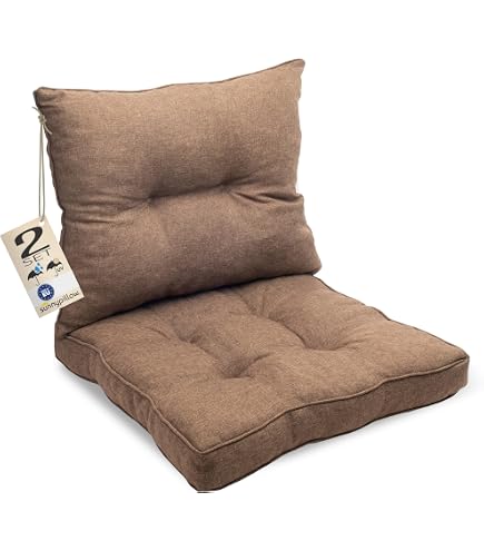 sunnypillow Polster Gartenmöbel Sitzkissen 60x60 Rückenlehn 60x40 Braun