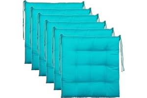 Brandsseller Sitzkissen Dekokissen Stuhlkissen Zierkissen Gartenkissen - 9er Steppung - (6er-Paket, Türkis)