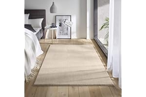 TacaHome Waschbarer Kurzflor Teppich Anti-Rutsch I Flauschiger Flachflor für Badezimmer Wohnzimmer Schlafzimmer Kinderzimmer Flur Läufer | 120 x 170 cm Creme