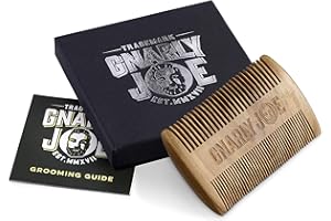 TRADEMARK GNARLY JOE EST.MMXVII Gnarly Joe Beard and Moustache Comb. Made from Sandalwood, Anti-Static, Double-Sided, in Gift Box with Grooming Guide