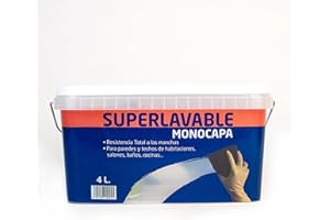 U URSAN Ursan - Superlavable Monocapa | Pintura Blanca Interior Lavable Para Paredes y Techos de Gran Poder Cubriente - Repele las Manchas - Resistente al Frote Húmedo -Sin Olor - 4 Litros