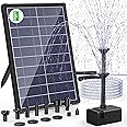 Billing Solar Water Pump with Battery Backup, 7.5W Solar Pond Fountain with 3600mAh Battery 10 Nozzles Solar Fountain with 5ft Tubing Water Features for Garden Ponds Pool Fish Tank Waterfall