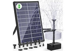 Biling Solar Water Pump with Battery Backup, 7.5W Solar Pond Fountain with 3600mAh Battery 10 Nozzles Solar Fountain with 5ft Tubing Water Features for Garden Ponds Pool Fish Tank Waterfall