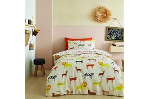 Pineapple Elephant Kids Bedding Khari Animals Cotton Single Duvet Cover Set with Pillowcases Cream