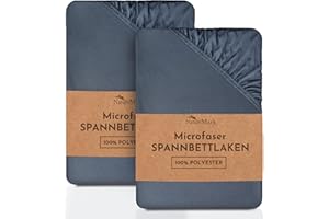 NatureMark Prześcieradło z gumką z mikrofibry, dwupak, w wielu rozmiarach i kolorach, markowa jakość, Öko-Tex Standard 100, 90 x 200 cm – 100 x 200 cm, kolor: antracytowo-szary