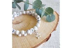 Bracelet d'allaitement Howlite - permet de noter l'heure de la dernière tétée ou dernier biberon - modèle Rasmey°