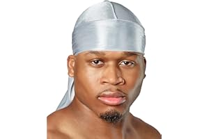 SHYNEDURAGS Shyne Silky Durag – Argent | Parfait pour Les Waves, Les Tresses et Les Locs | Premium Silk du Rags pour Hommes et Femmes | Bande Longue et Large | Durag Satin Ultra Doux | Black-Owned Business