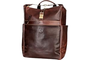 Corno d´Oro Ręcznie wykonany skórzany plecak na kółkach dla kobiet i mężczyzn, duży, skórzany plecak premium XL, do 25 l, na laptopa 17", w stylu vintage, brązowy, brązowy, XXL, vintage