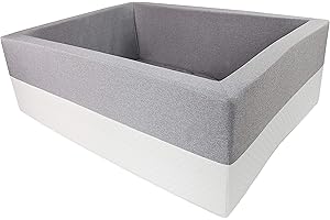 Rainbow Kids - XXL Luxus Bällebad Bällepool Bällebecken Spielbälle Kugelbad Bällchenbad Spielbecken Ball (120x90x40 ohne Bälle, Hellgrau-Weiss)