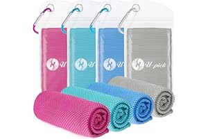 U-pick Kühlhandtuch, kühles Handtuch, kühlen Handtuch, kühlen Handtücher für Nackentücher, für Yoga, Sport, Fitnessstudio, Camping, Reisen, 2er-Pack, 101,6 x 30,5 cm, 4 Mixed Colors 1, (40"x12")