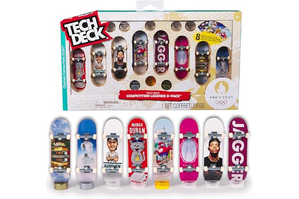 Tech Deck - Finger Skate À Collectionner - 8 Finger Skates - Produit Officiel sous Licence Jeux Olympiques Paris 2024 - Mini Skate Doigt - Coffret Cadeau - Jouet Enfant - Jeu Enfant 6 Ans et +