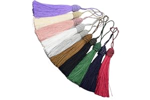 Makhry 20pcs 15.5cm / 6 Pulgadas Seda Seda Marcador Tages con 2-Pulgadas Cord Loop y Pequeño Nudo Chino para la Fabricación de Joyas, Recuerdo, Marcadores, Accesorio de Arte DIY (Mezclado 10)