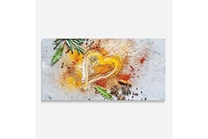 ARTHUB® Crédence de Cuisine en Verre 60x120 cm, Heart Spice Powders | Protection Contre Les éclaboussures, Revêtement Mural en Carreaux, Plaque en Verre, Verre trempé, Aliments, Épices
