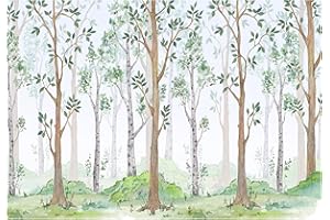 WallArena Carta Da Parati Fotografica Bambini Foresta Alberi - Include Colla - Design Carta per Pareti Camera Ragazzo Ragazza Fotomurali In Tessuto Non Tessuto TNT (416x254 cm)