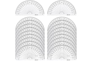 EBOOT 20 Pack Plastic Protractor, 180 Degrees Protractor for Angle Measurement Student Math, 4 Inches, Clear