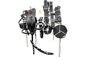 AMAZING HORSE STUFF Harnais de conduite en nylon pour chariot de cheval, clous en forme de cœur et pierres étincelantes sur le frontal (complet, cob, poney, Shetland, mini, noir)