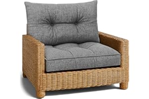 Amazinggirl Cojín Lounge Muebles Jardín - Cojín de Respaldo 40x60 cm Respaldo Rattan Ideal para balcón terraza salón Exterior Confort Acolchado Grueso Duradero Gris